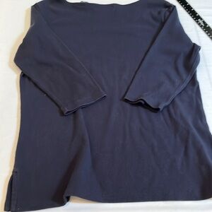 Karen Scott size small navy blue boat, neck, tee shirt three-quarter sleeves